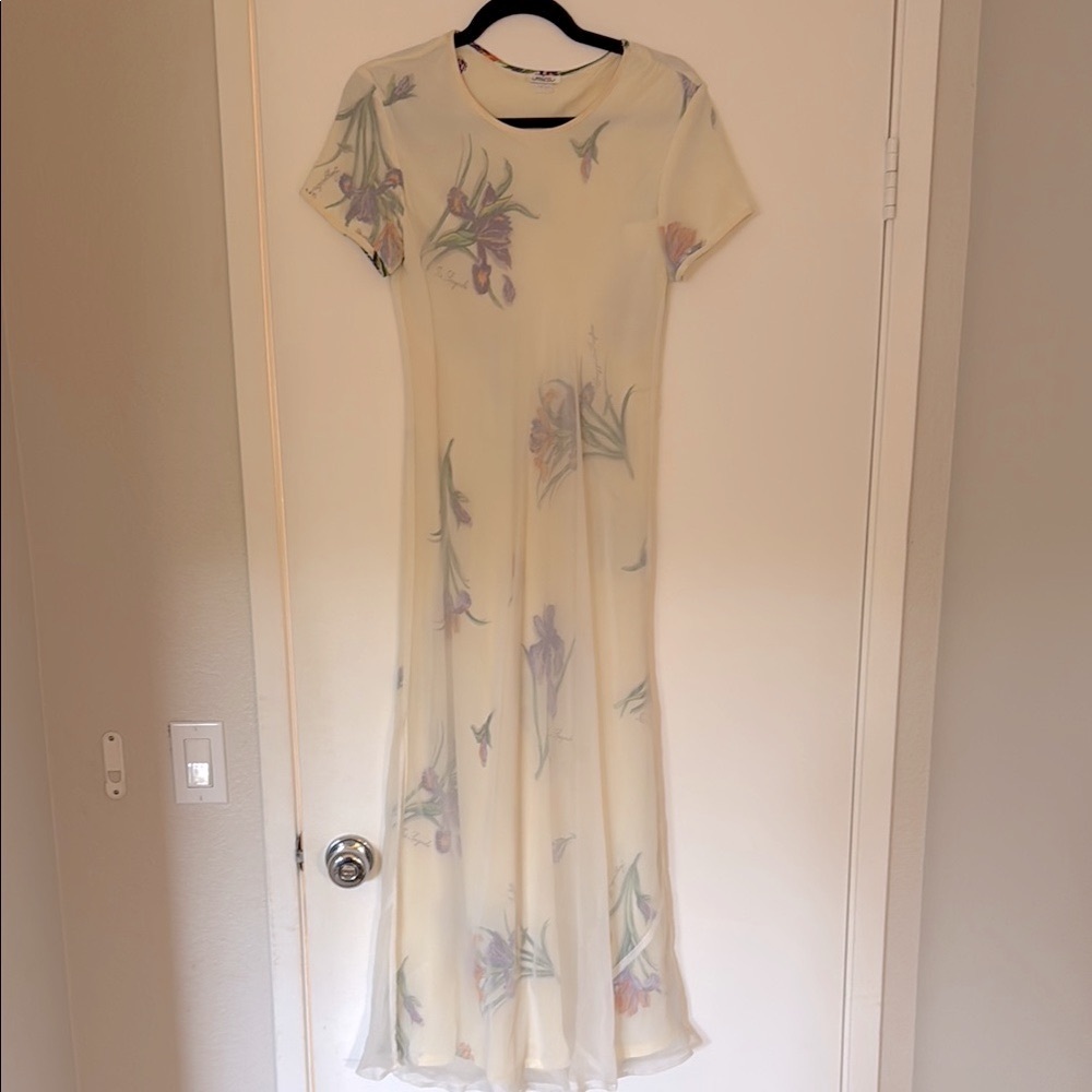 Vintage Mica Floral Cream Maxi Dress